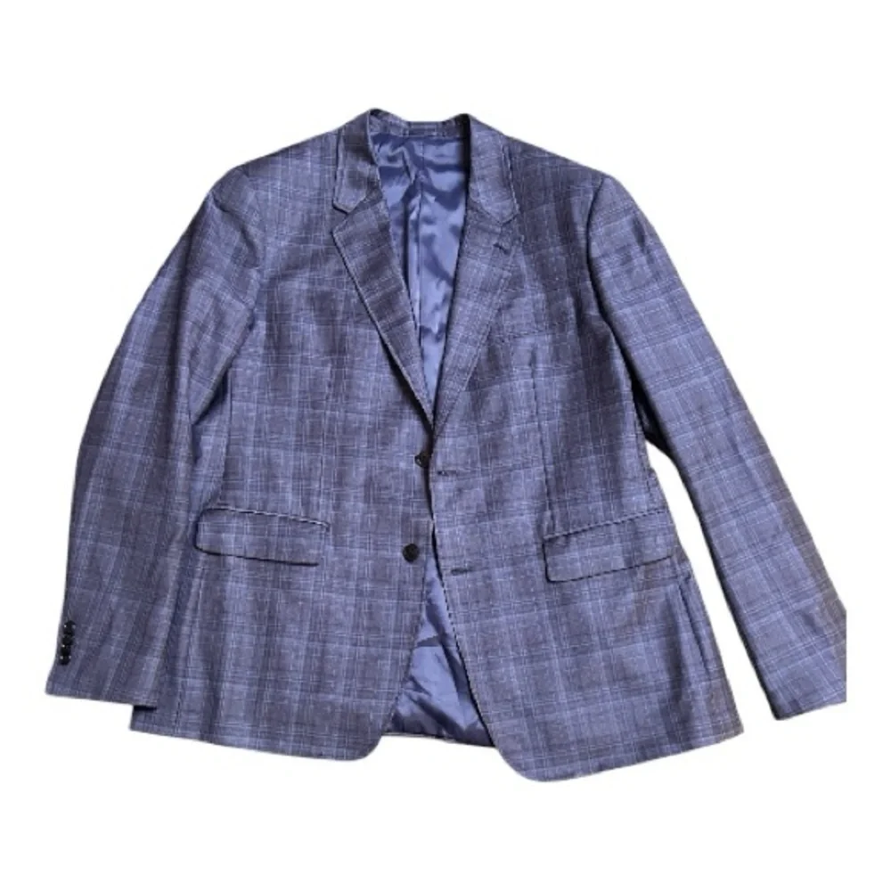 Untuckit men’s blue plaid original tailoring & fit 100% wool blazer size 46R